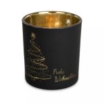 Teelichtglas mit Weihnachtsdesign, Glas, 7x8cm, 1