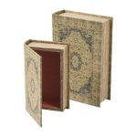 Buch Box Holz/Leinen 2er Set 27x18x7cm 21x13x5cm O