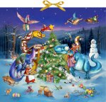 Wand-Adventskalender - Dinosaurier im Weihnachtsfieber