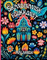 Skandinavisk folkkonst Målarbok med svart bakgrund