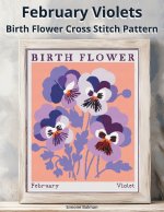 February Violets Birth Flower Cross Stitch Pattern