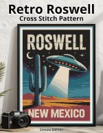 Retro Roswell Poster Cross Stitch Pattern