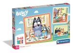 Puzzle 3 x 48 elementów. Super kolor. Bluey