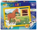 CreArt, Malen nach Zahlen Kinder - Pferdemama und Fohlen