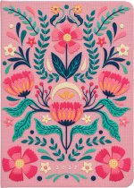 Taschenkalender A5 2027: Blütenmotiv, bestickt, rosa