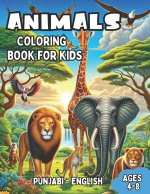 Punjabi - English Animals Coloring Book for Kids Ages 4-8