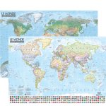 Monde 1/31.000.000   carte politique et physique (avec barres alu) 95 × 67 cm