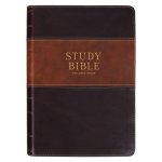 KJV Study Bible, Standard King James Version Holy Bible, Thumb Tabs, Ribbons, Vegan Leather, Brown Two-Tone