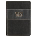 KJV Study Bible, Large Print King James Version Holy Bible, Thumb Tabs, Ribbons, Vegan Leather, Black/Gray Two-Tone