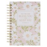 Christian Art Gifts Inspirational Journal, Bless You and Keep You Wide Ruled Notebook, Numbers 6:24 Bible Verse, Pink Floral, 192 Lined Pages W/Script