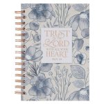 Christian Art Gifts Inspirational Journal, Trust in the Lord Wide Ruled Notebook, Proverbs 3:5 Bible Verse, Blue Floral, 192 Lined Pages W/Scripture,