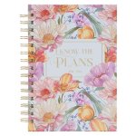 Christian Art Gifts Inspirational Journal, I Know the Plans Wide Ruled Notebook, Jeremiah 29:11 Bible Verse, Pink Floral, 192 Lined Pages W/Scripture,