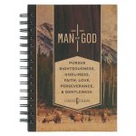 Christian Art Gifts Inspirational Journal, Man of God Wide Ruled Notebook, 1 Tim. 6:11 Bible Verse, Brown, 192 Lined Pages W/Scripture, (8.4