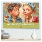 Amüsante Karikaturen - Humorwerke (hochwertiger Premium Wandkalender 2027 DIN A2 quer), Kunstdruck in Hochglanz