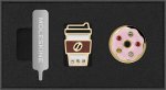 Moleskine Country Pins USA Ostküste (2er-Set), Donut + Kaffebecher