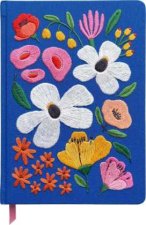 Bunte Blumengrüße Notizbuch, bestickt, A5, 120 Blätter, royalblau
