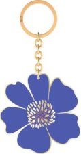 Bunte Blumengrüße Emaille-Schlüsselanhänger royalblau