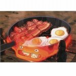 Howl's Moving Castle Postcards Calcifer bacon & egg