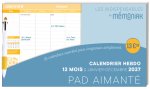Calendrier hebdomadaire janvier-décembre 2027 - Pad aimanté avec stylo 4 couleurs