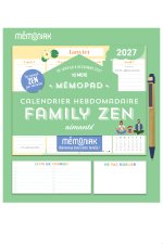 Mémopad calendrier hebdomadaire aimanté 2027 Family zen 12 mois