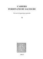 Cahiers Ferdinand de Saussure. Volume 75 (2022)