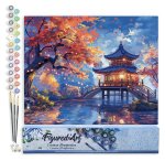 Malování podle čísel - Pagoda Za Podzimní Noci bez rámu 40x50cm
