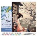 Malování podle čísel - Žena V Kimonu A Sakura na rámu 40x50cm