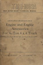 TM 9-1803A Engine And Engine Accessories Manual For 1/4-Ton 4x4 Truck Willys Overland Model MB And Ford Model GPW