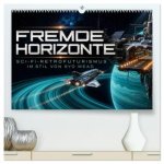 Fremde Horizonte - Sci-Fi-Retrofuturismus im Stil von Syd Mead (hochwertiger Premium Wandkalender 2027 DIN A2 quer), Kunstdruck in Hochglanz