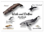 Wale und Delfine Steckbriefe (Wandkalender 2027 DIN A3 quer), CALVENDO Monatskalender